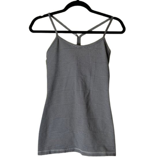 Lululemon Power Y Tank with Built In Bra Size 6 Stripes - Picture 1 of 7